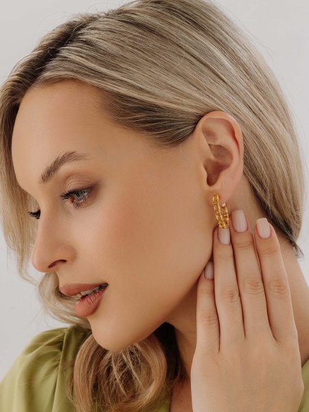 Серьги из серебра с цитринами в ювелирном интернет-магазине