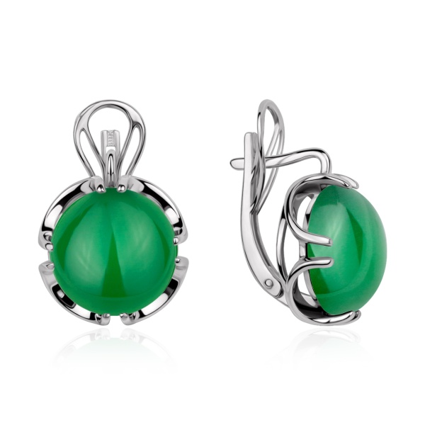 Серьги из серебра с агатом в ювелирном интернет-магазине