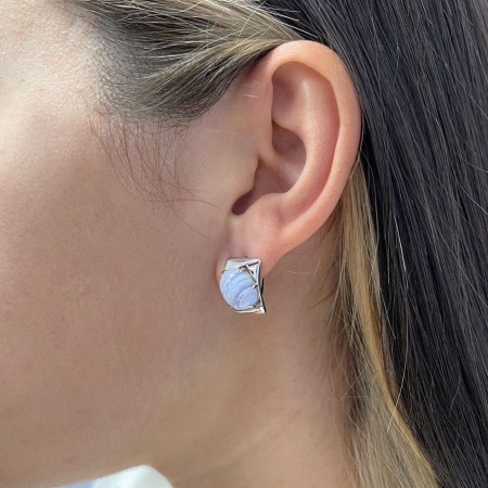 Серьги из серебра с агатами 2340391395-84 от KRASNOE, металл Серебро, вставка Агат