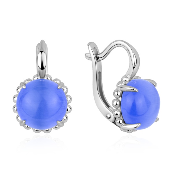 Серьги из серебра с кошачим глазом в ювелирном интернет-магазине