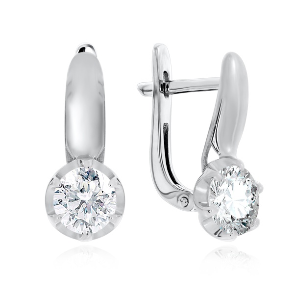 Серьги из серебра с фианитами со скидкой