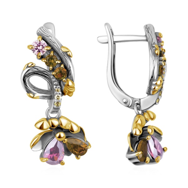 Серьги из серебра с ситаллом
