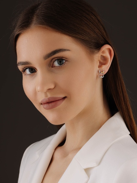 Серьги из серебра без вставок 2350405221 от KRASNOE, металл Серебро, вставка Без вставок