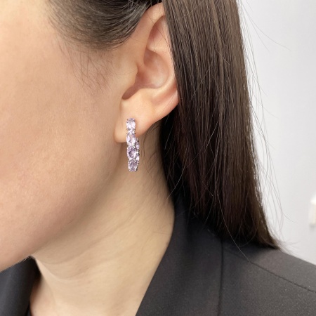 Серьги из серебра с аметист 2340061182 от KRASNOE, металл Серебро, вставка Аметист