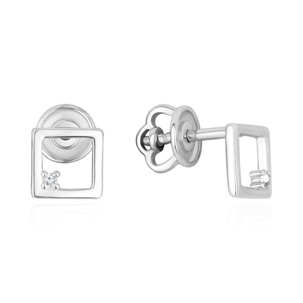 Пусеты из серебра с фианитами в ювелирном интернет-магазине