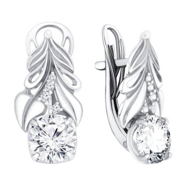 Серьги из серебра с фианитами в ювелирном интернет-магазине