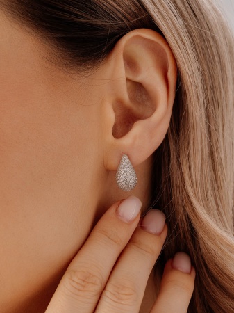 Серьги из серебра с фианитами