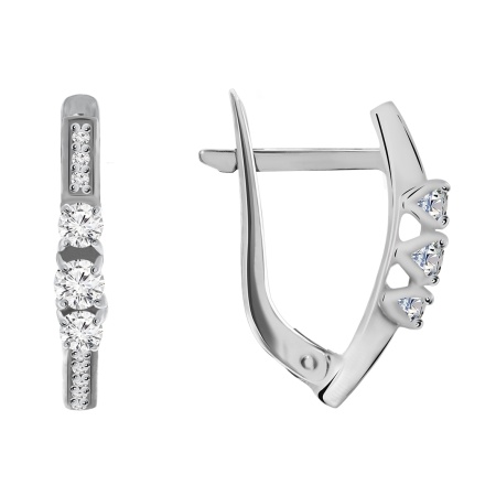 Серьги из серебра с фианитами 2340200178 от KRASNOE, металл Серебро, вставка Фианит