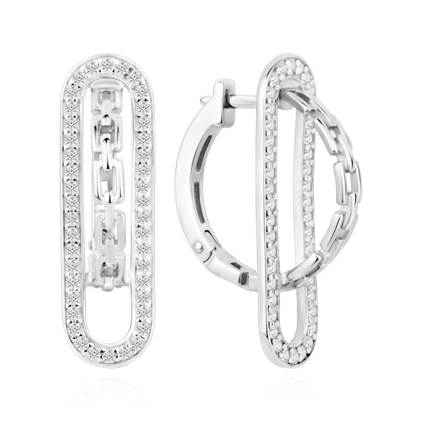 Серьги из серебра с фианитами