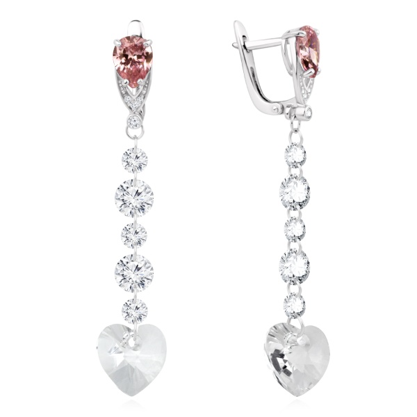 Серьги из серебра с кристаллом swarovski 2340690767л-2-36 от KRASNOE, металл Серебро, вставка Кристалл Swarovski