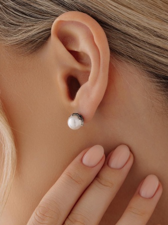 Пусеты из серебра с жемчугом