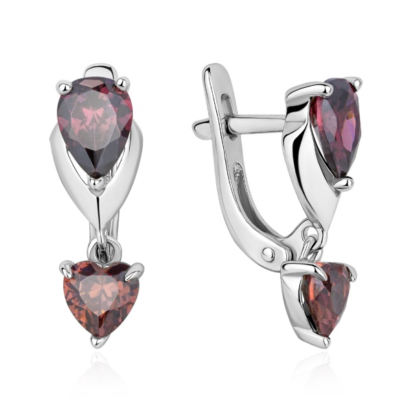 Серьги из серебра с фианитами