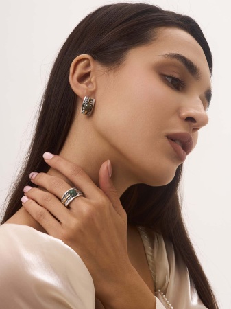 Серьги из серебра с авантюрином 2317361754-1-60 от KRASNOE, металл Серебро, вставка Авантюрин Натур.