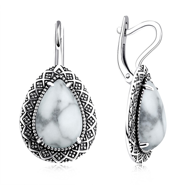 Серьги из серебра с кахолонгом