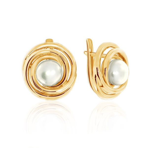 Серьги из серебра с жемчугами и жемчугами 2320050844 от KRASNOE, металл Серебро, вставка Жемчуг