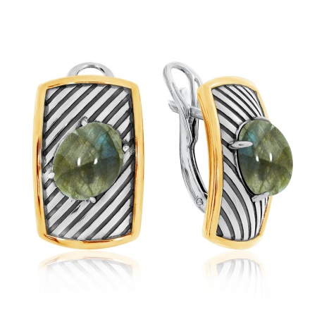 Серьги из серебра с лабрадоритами 2317Л01757 от KRASNOE, металл Серебро, вставка Лабрадорит