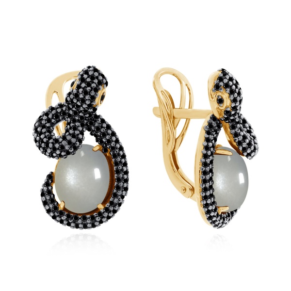 Серьги из серебра с лунным каменем в ювелирном интернет-магазине