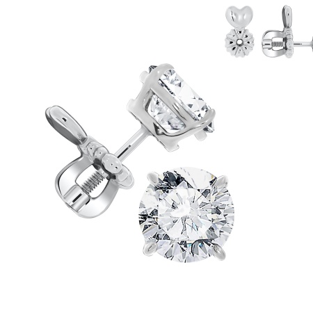 Пусеты из серебра с фианитом swarovski П340203180-3-1 от KRASNOE, металл Серебро, вставка Фианит Swarovski