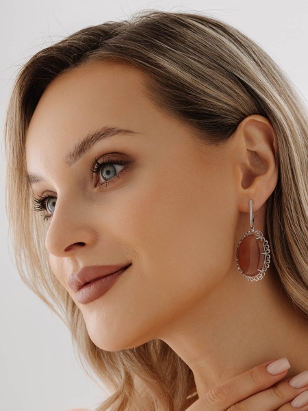 Серьги из серебра с халцедонами 2340605143-30 от KRASNOE, металл Серебро, вставка Халцедон