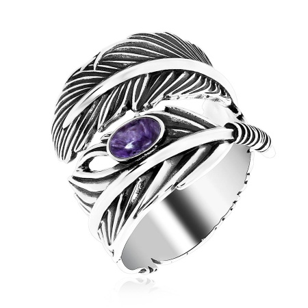 Купить кольцо из серебра с чароитом в интернет-магазине KRASNOE