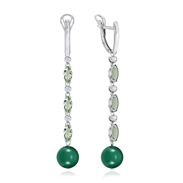 Серьги из серебра с агатами, кварцем и фианитами 2340871204л-2-84 от KRASNOE, металл Серебро, вставка Агат