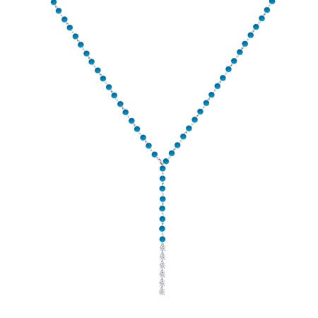 Колье из серебра с фианитами и бирюзой 8340316210-75