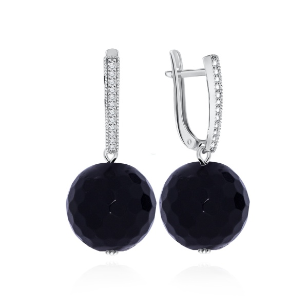 Серьги из серебра с ониксом