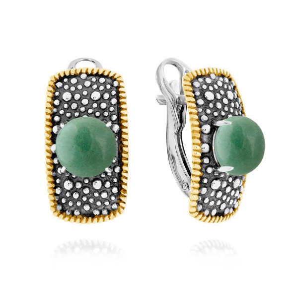 Серьги из серебра с авантюрином 2317361751-1-60 от KRASNOE, металл Серебро, вставка Авантюрин Натур.