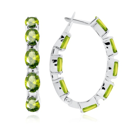 Серьги из серебра с хризолитами