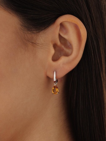 Серьги из серебра с цитрином