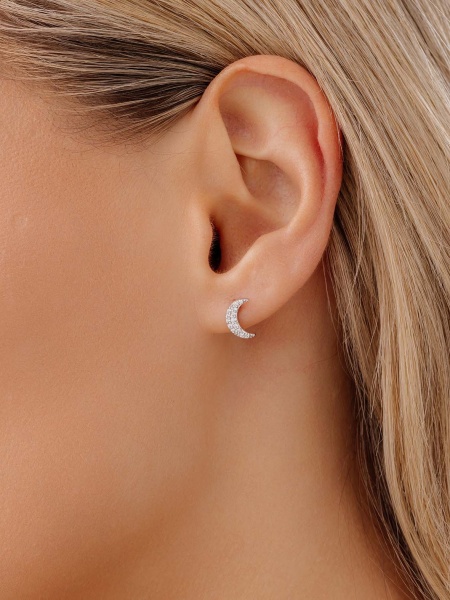 Пусеты из серебра с фианитами в ювелирном интернет-магазине