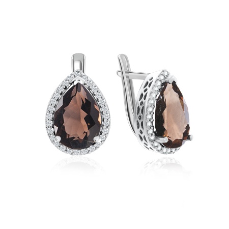 Серьги из серебра с раухтопазом