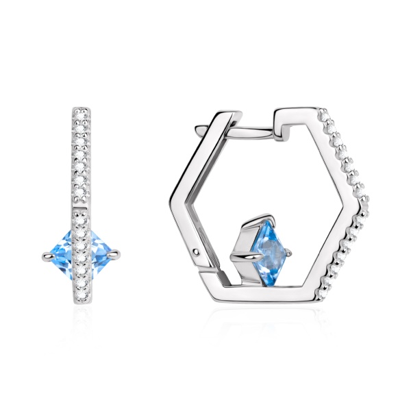 Серьги из серебра с ситаллами и фианитами в ювелирном интернет-магазине