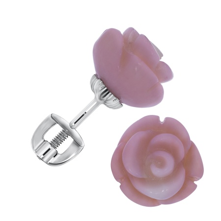 Пусеты из серебра с кораллами П340281210 от KRASNOE, металл Серебро, вставка Коралл Синт.