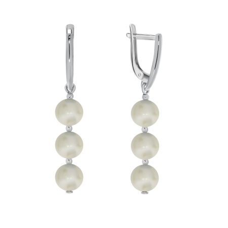 Серьги из серебра с жемчугами 2340050314 от KRASNOE, металл Серебро, вставка Жемчуг