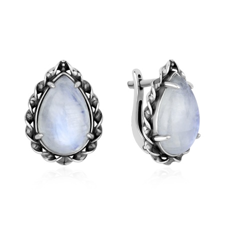 Серьги из серебра с лунным камнем