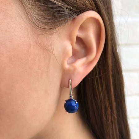 Серьги из серебра с лазуритами 2340472311 от KRASNOE, металл Серебро, вставка Лазурит