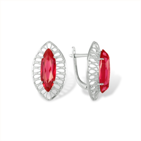 Серьги из серебра с корундом 1270010636 от KRASNOE, металл Серебро, вставка Корунд Натур.
