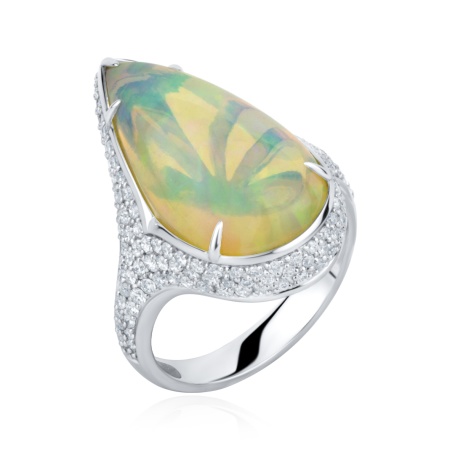 Купить кольцо из золота с бриллиантами и опалом в интернет-магазине KRASNOE