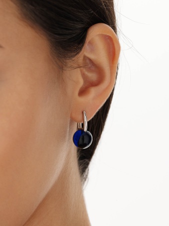 Серьги из серебра с синими кристаллами 2340294318-80 от KRASNOE, металл Серебро, вставка 