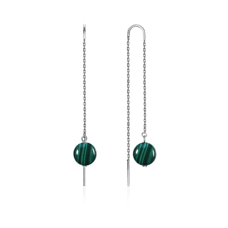 Серьги из серебра с малахитами