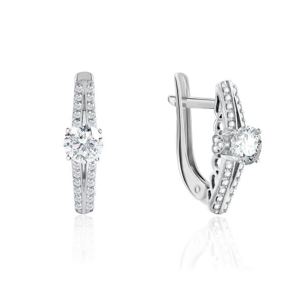 Серьги из серебра с фианитами со скидкой