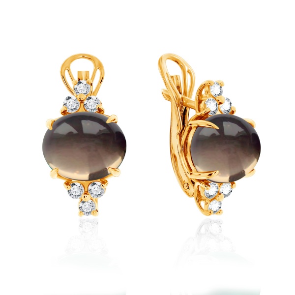 Серьги из серебра с раухтопазом