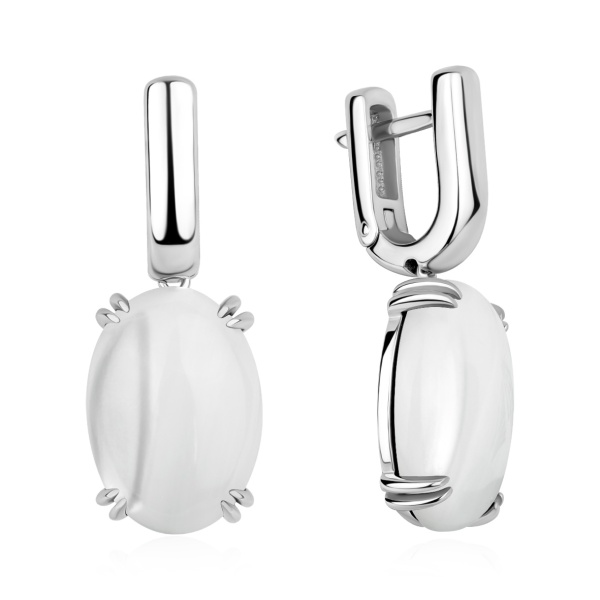 серьги из серебра с перламутром 2340495911 от KRASNOE, металл Серебро, вставка Перламутр