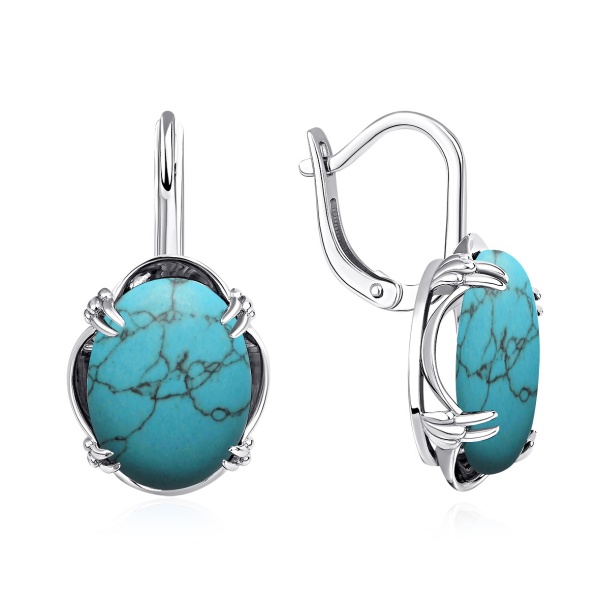 Серьги из серебра с бирюзой со скидкой