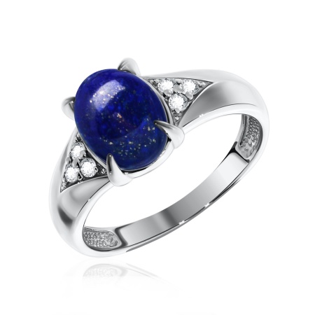 Купить кольцо из серебра с лазуритом и фианитами в интернет-магазине KRASNOE