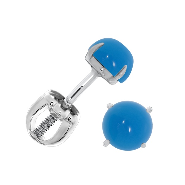 Пусеты из серебра с агатами