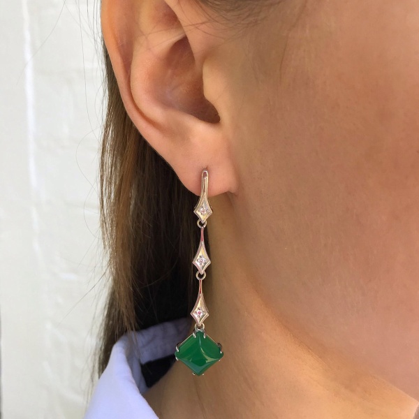 Серьги из серебра с агатами и фианитами 2340391202-60 от KRASNOE, металл Серебро, вставка Агат