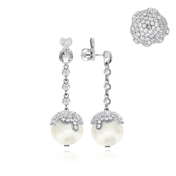 Пусеты из серебра с жемчугом со скидкой