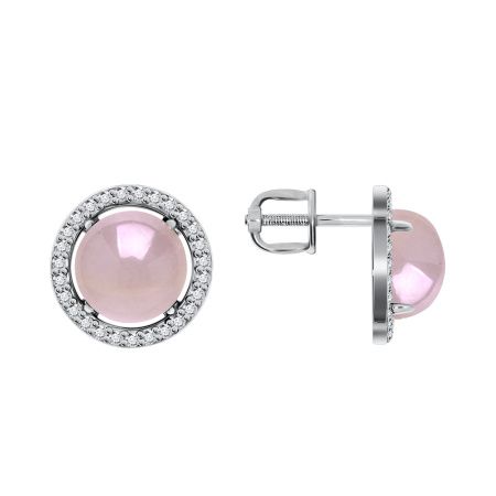 Пусеты из серебра с халцедонами и фианитами 2340602055-35 от KRASNOE, металл Серебро, вставка Халцедон